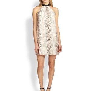 Haute Hippie silk high neck snake skin dress.